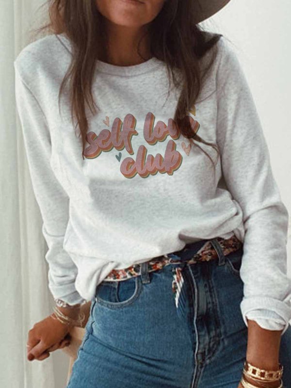 

Letter Print Crew Neck Long Sleeves T-shirt