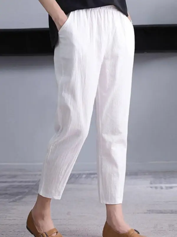 Loose Cotton And Linen Casual Pants - Holapick.com 