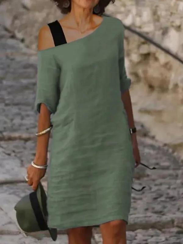 Fashion Solid Color Contrast Dress - Charmwish.chimpone.com 