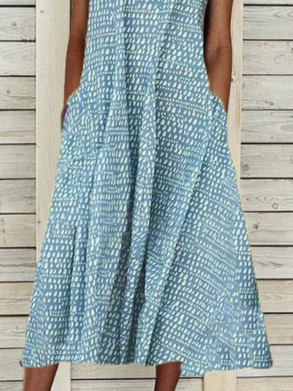 Ladies Cotton Casual Polka Dot Printing Midi Dress Only $21.99 ...