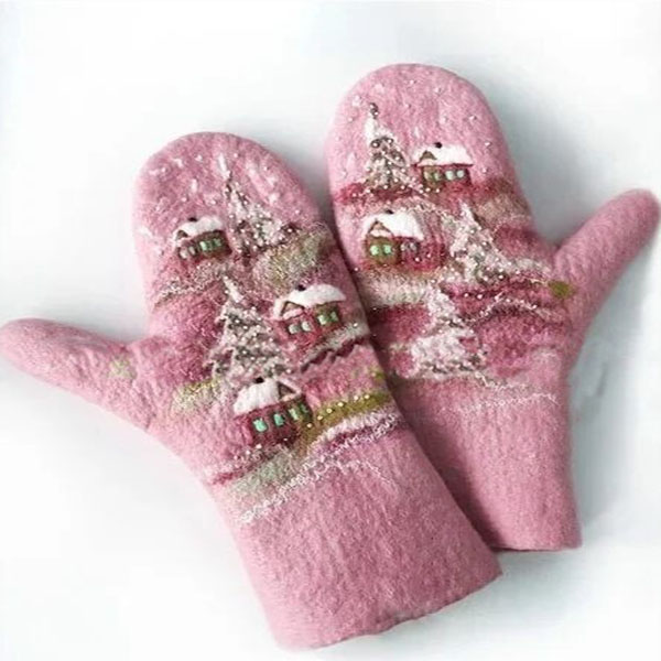 Halloween Christmas Print Gloves