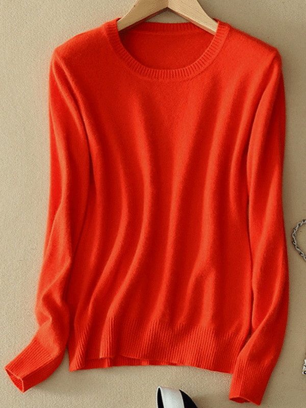 Cashmere Knit Women's Round Neck Slim Short Paragraph Pullover Shirt ...