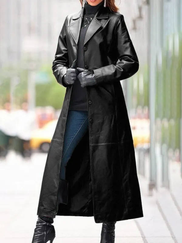Leather Coat Long Coat - Realyiyi.com