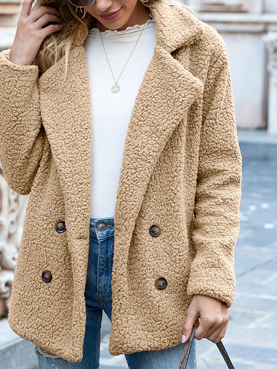 Button Lapel Loose Sweater Cardigan Sheep Cake Woolen Coat