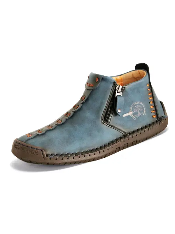 Autumn And Winter New Style Large Size Men's Shoes, Outdoor Casual Men's Tooling Boots, Hand-sewn Sets Of Foot Mid-cut Leather Boots - Gethefashion.chimpone.com 