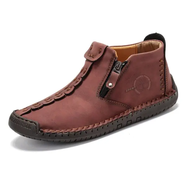 Autumn And Winter New Style Large Size Men's Shoes, Outdoor Casual Men's Tooling Boots, Hand-sewn Sets Of Foot Mid-cut Leather Boots - Kalesafe.com 