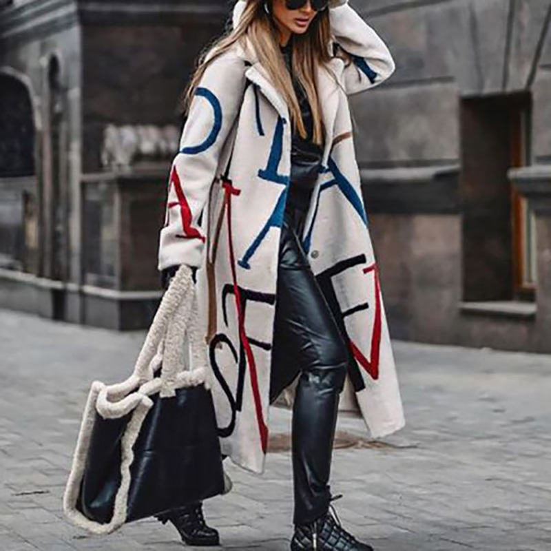 Fashion All match Letter Print Coat