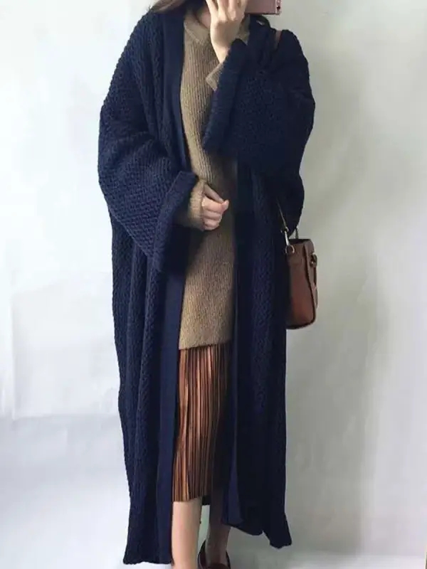Loose Long Thick Knit Cardigan Coat - Maxizero.chimpone.com 