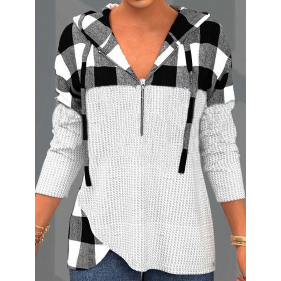 

Casual Plaid Print Long Sleeves Hoodie Sweatshirt