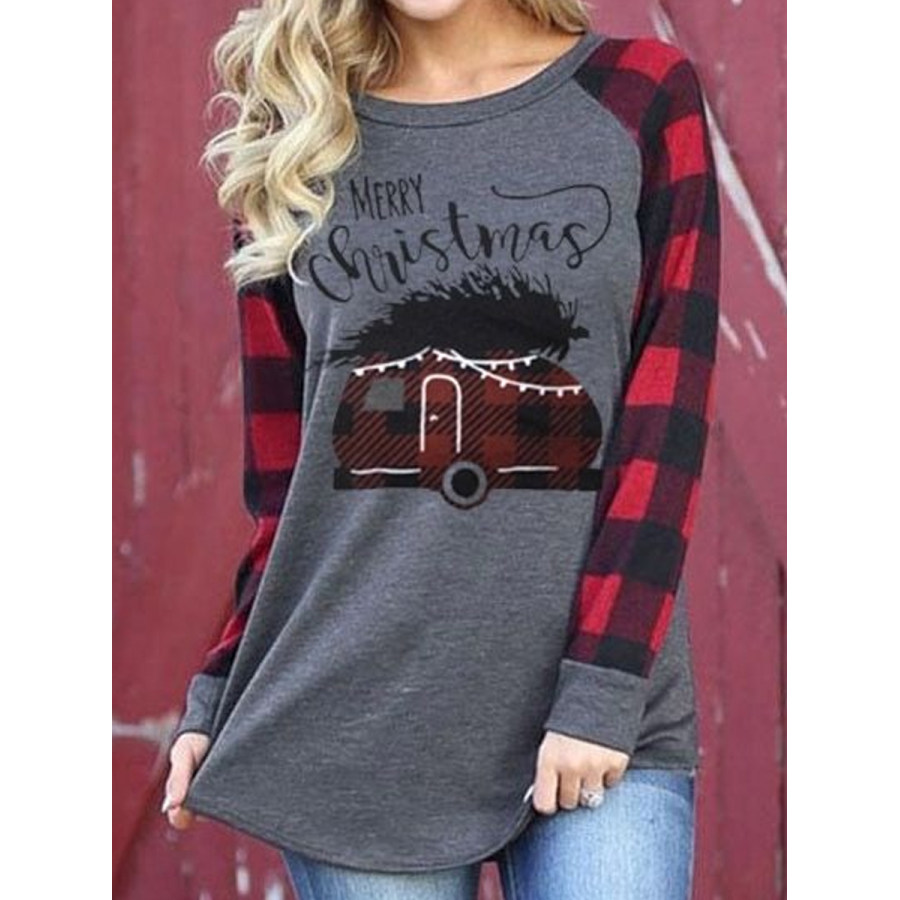 

Crew Neck Christmas Print Casual Long-sleeved T-shirt