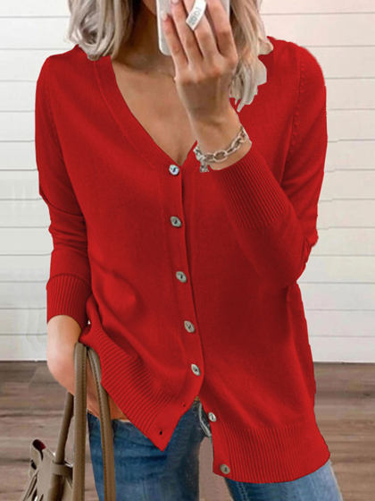 Casual Loose Solid Color Sweater Cardigan