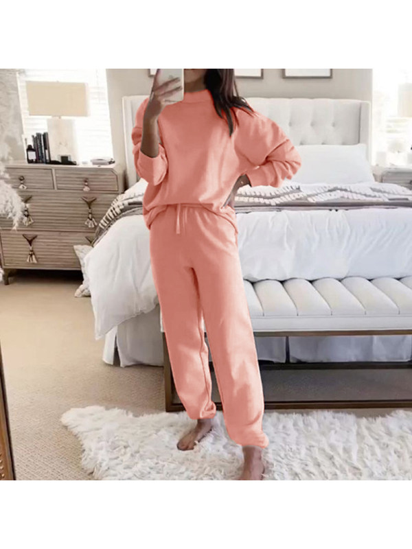 Women's New Crew Neck Fashion Long Sleeve Two Piece Set
