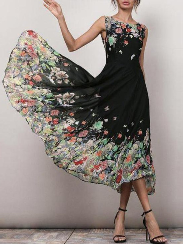 Elegant Floral Print Maxi Dress - Holapick.com