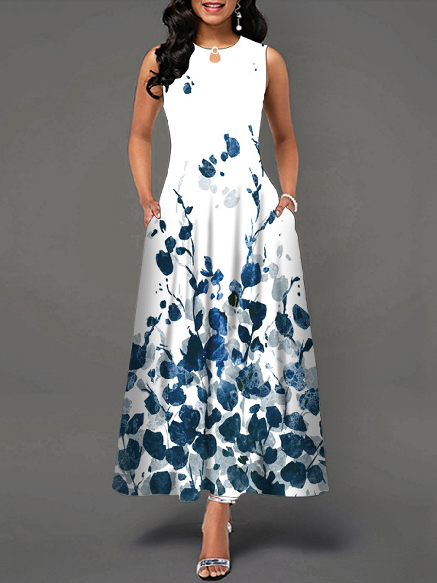 Casual Print Swing Boho Sleeveless Dress