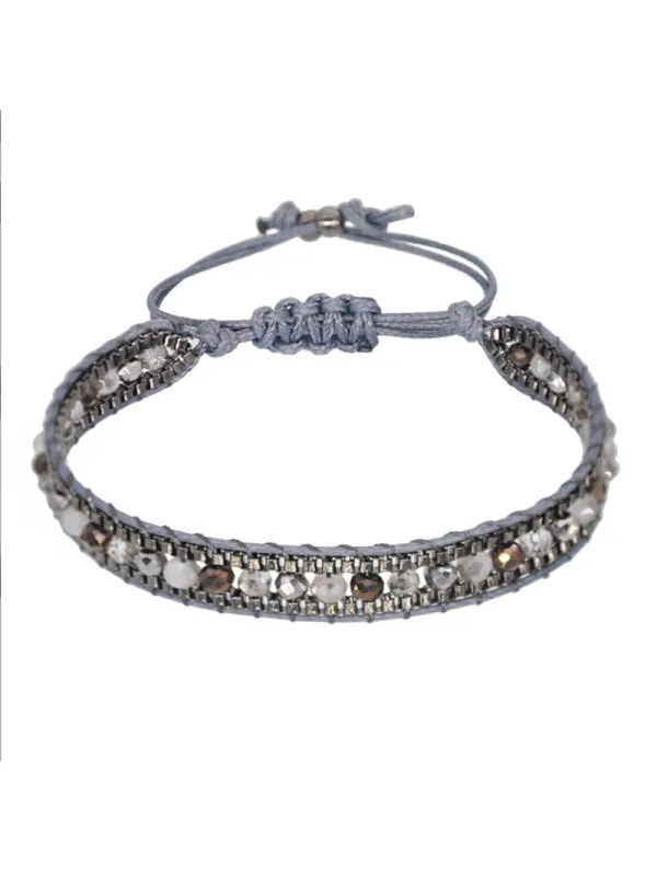 Multicolored Crystal Beads Multilayer Rope Braid Bracelet - Machoup.com 