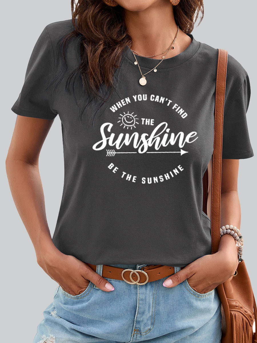 Casual Letter Print Crew Neck Short Sleeve T Shirt