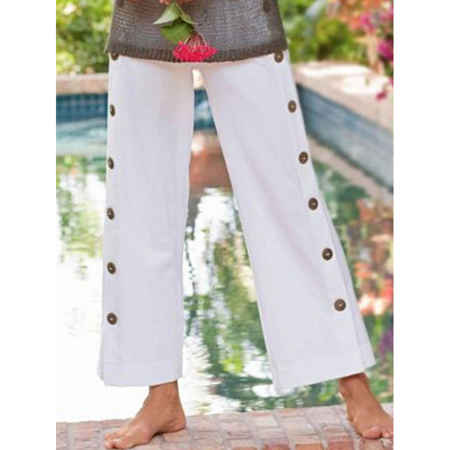 

Casual Solid Color Double Breasted Pants
