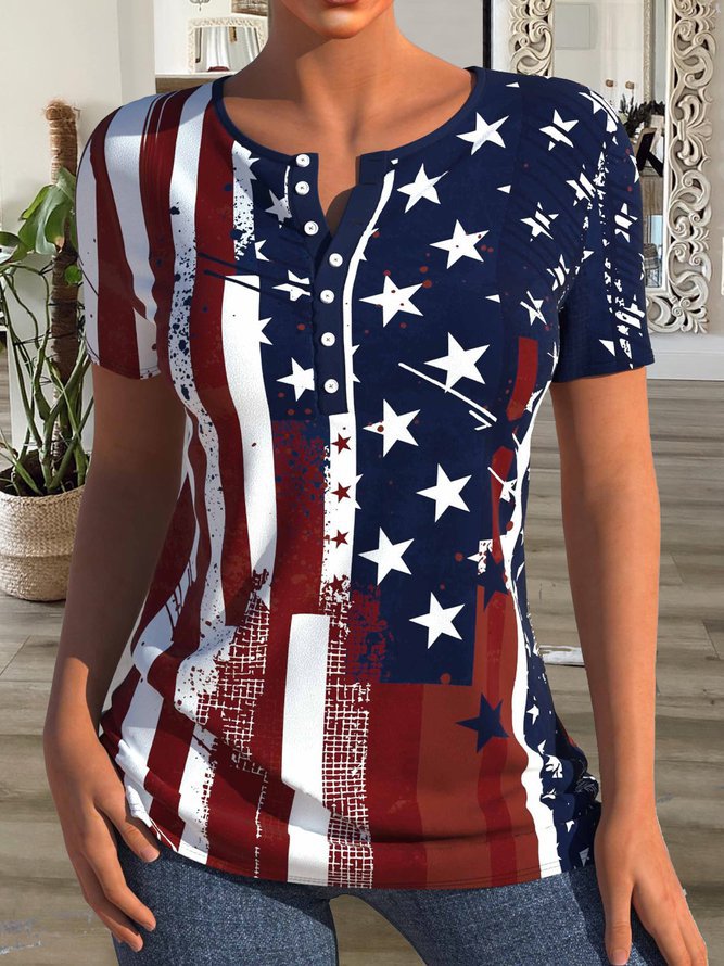 Women's American Flag Print Chic T-shirt