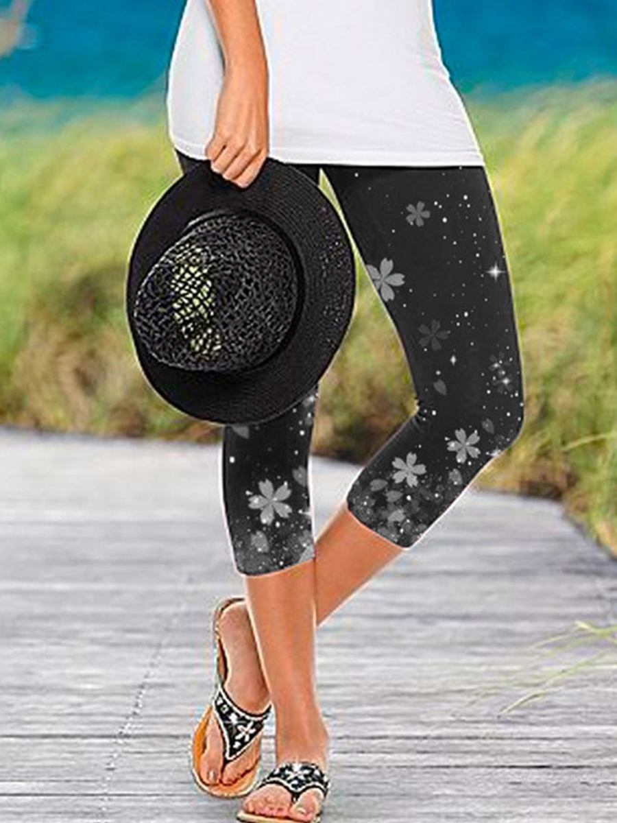 Casual Floral Print Skinny Pants