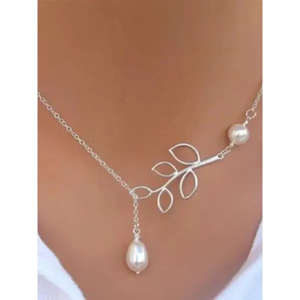 New Chic Fashion Vintage Leaf Pearl Necklaces - Ootdyouth.com 