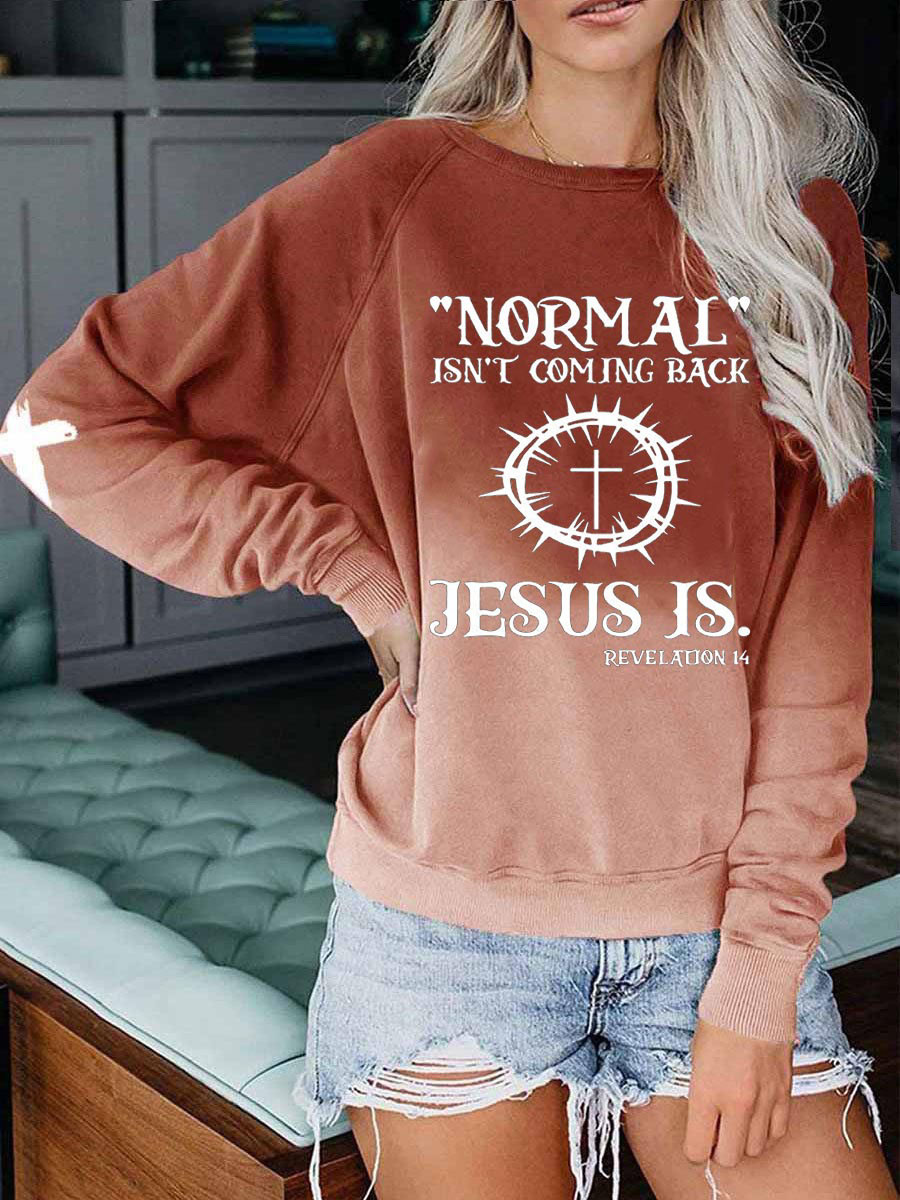 Letters Long Sleeve Crew Neck Plus Size Casual Sweatshirts