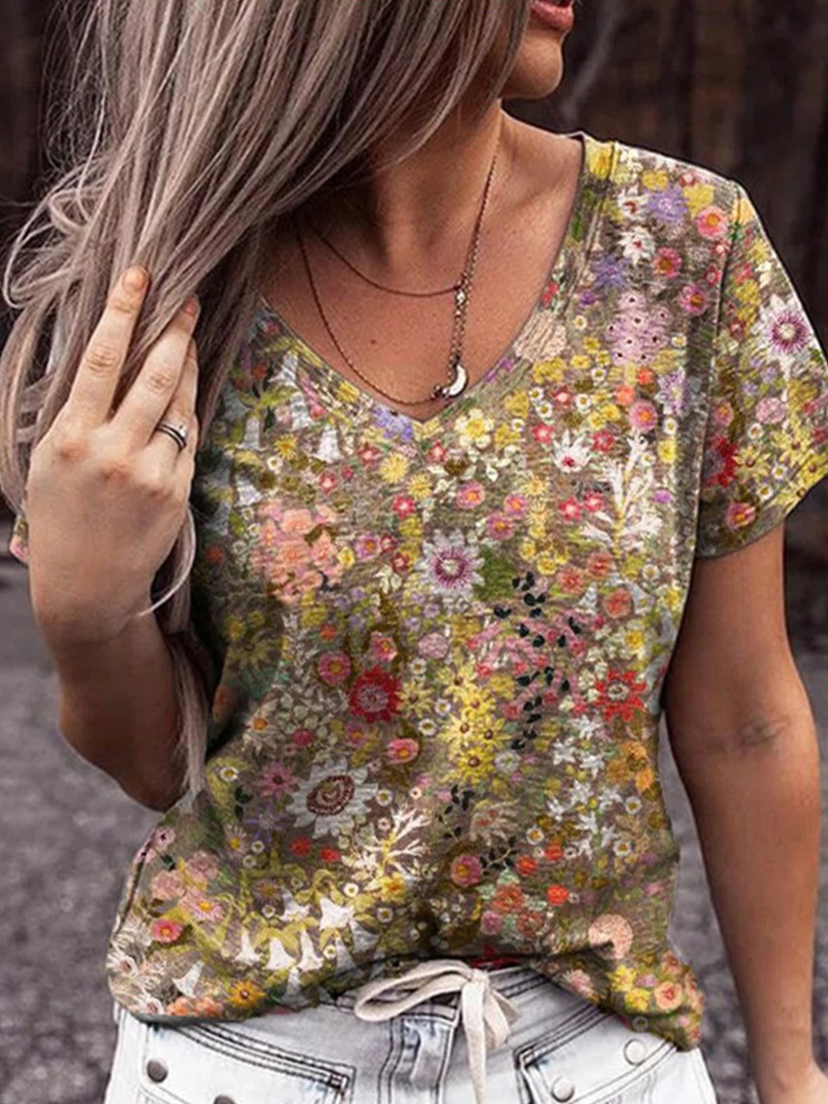 Women's Vintage Floral Print T Shirt
