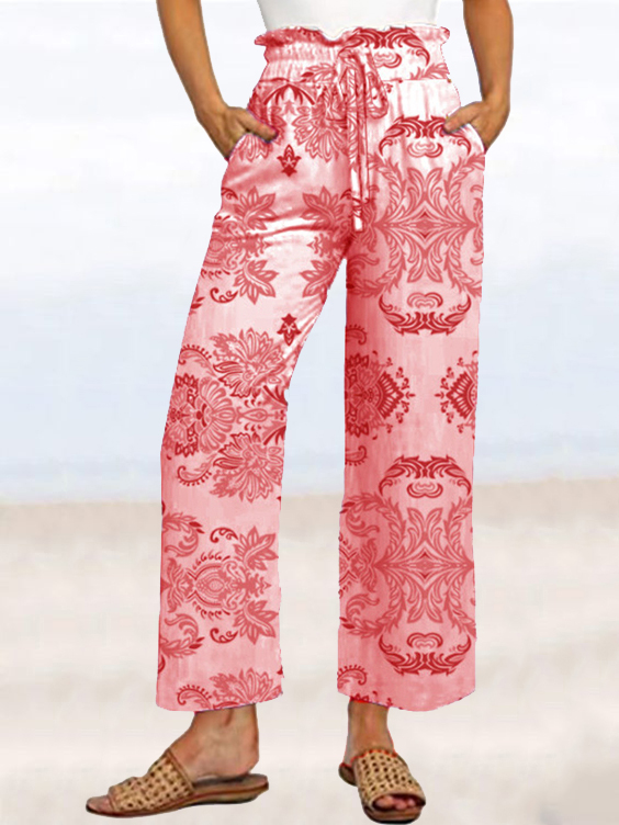 Loose Casual Ethnic Print Trousers