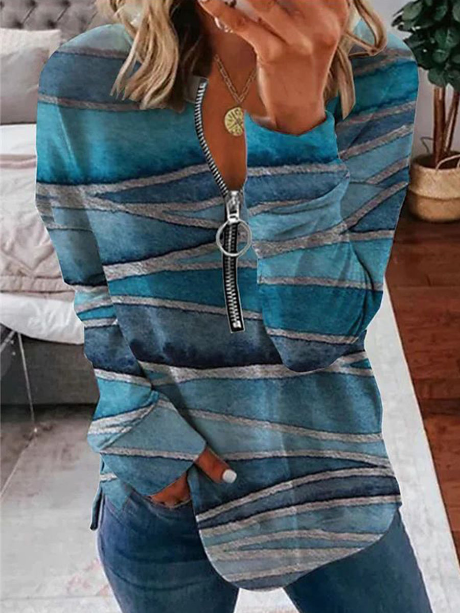 Casual Fashion Marble Print Long Sleeve Sweatshirt