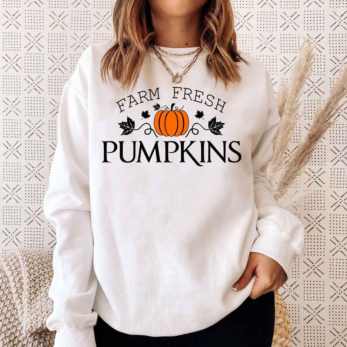 Women's Farm Fresh Pumpkins Print Casual Sweatshirt
