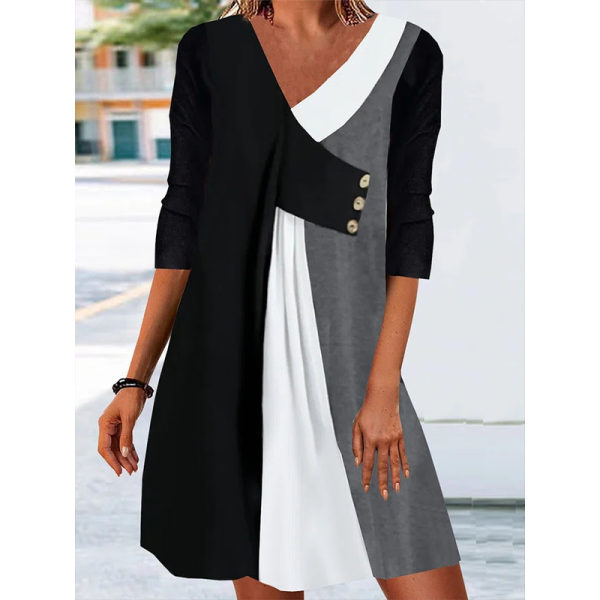 Ladies Elegant Fashion Patchwork Dress - Charmslady.com 