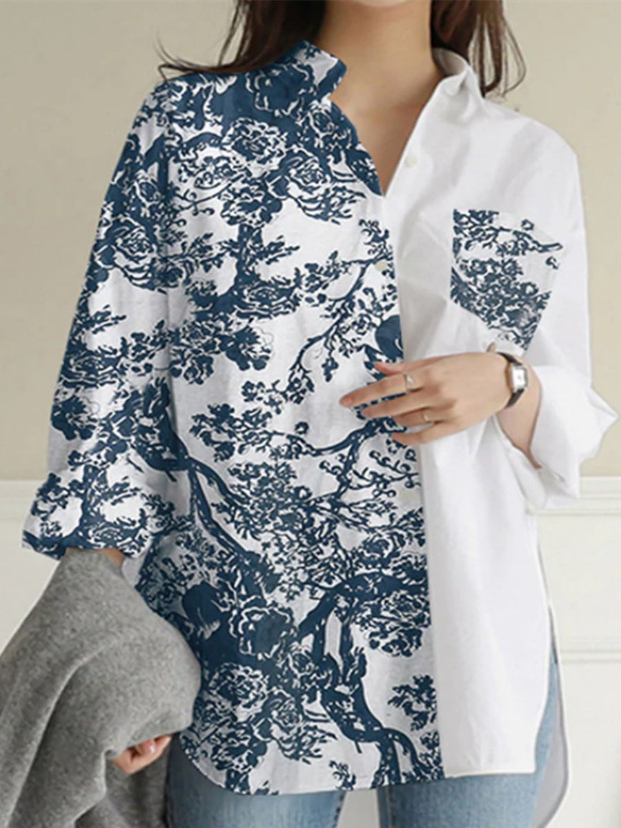 Loose Casual Floral Print Sun Protection Long Sleeve Blouse