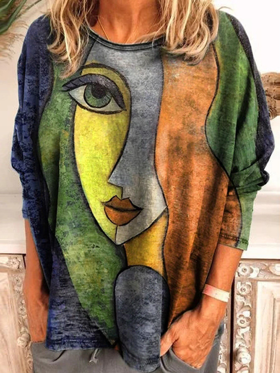 Fall/Winter Printed Long Sleeve Loose T Shirt