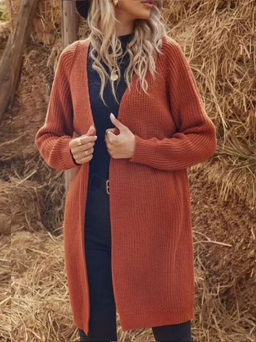 Casual Loose Sweater Solid Color Cardigan