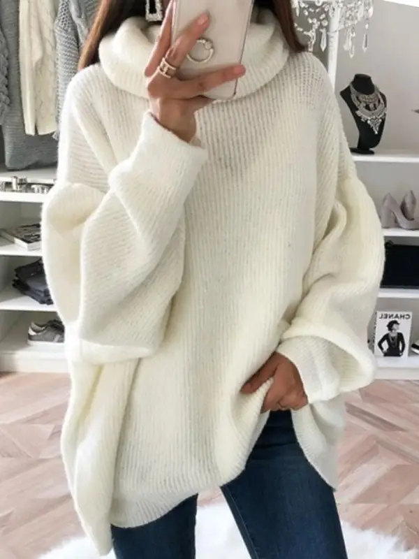 Casual Loose Solid Color Sweater Pullover - Minicousa.com 