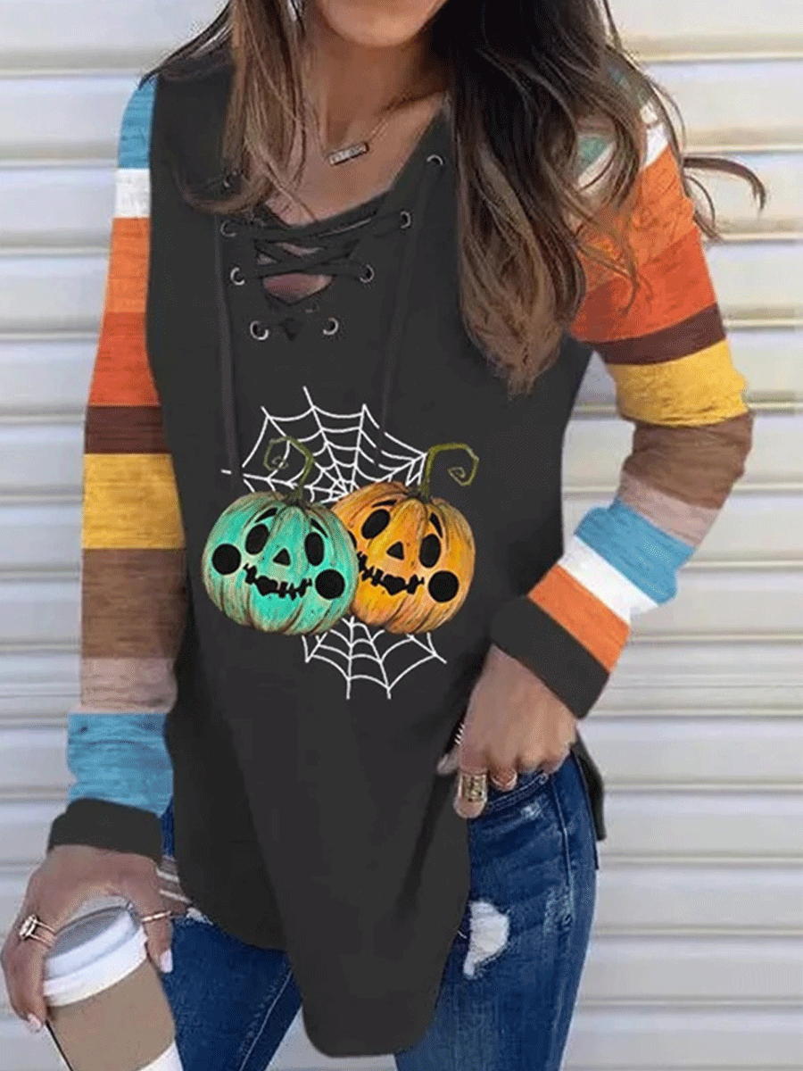 Halloween Casual Loose Long Sleeve Top T shirt