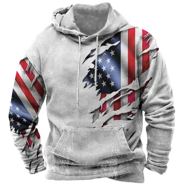 Men's Vintage American Flag Hoodie - Kalesafe.com 