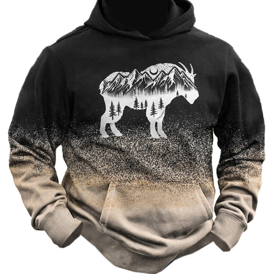 

Men's Vintage Forest Print Pocket Hoodie