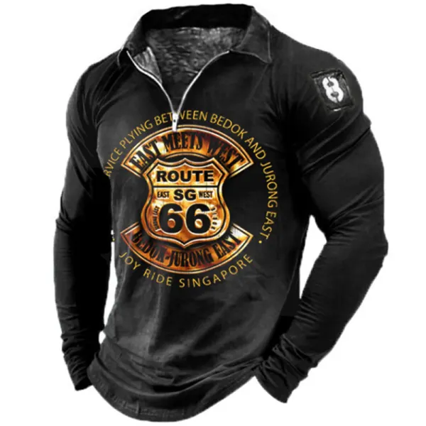 Men's Outdoor Casual Lapel Zipper Printed POLO Shirt - Kalesafe.com 