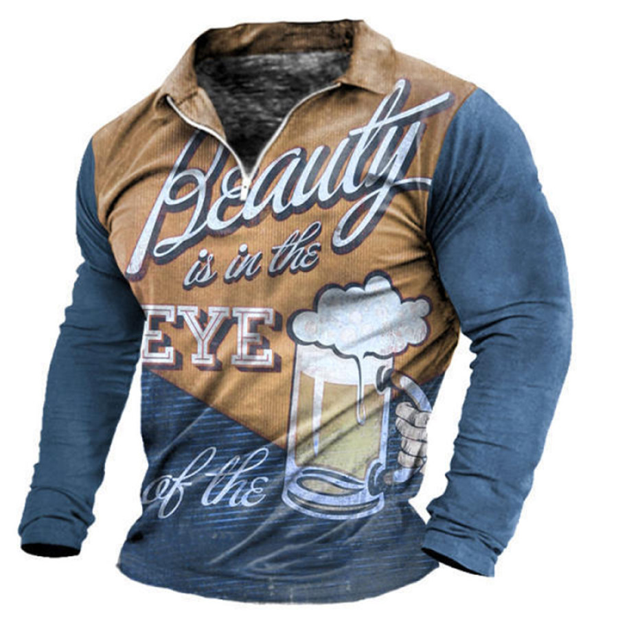 

Men's Outdoor Casual Lapel Zipper Printed POLO Shirt