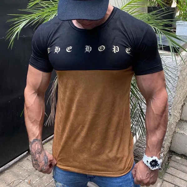 Casual Colorblock Printed Short-sleeved T-shirt - Godeskplus.com 