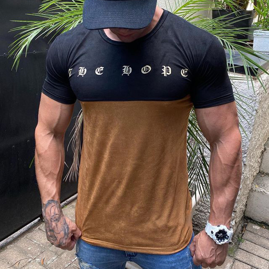 

Casual Colorblock Printed Short-sleeved T-shirt