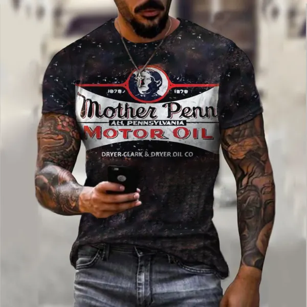 Retro Print Short-sleeved T-shirt - Godeskplus.com 