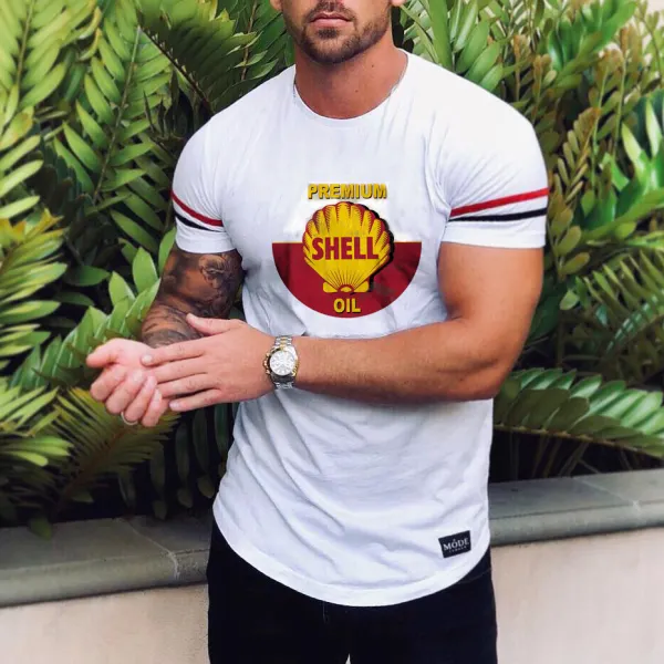 Retro Lubricant Print T-shirt - Godeskplus.com 