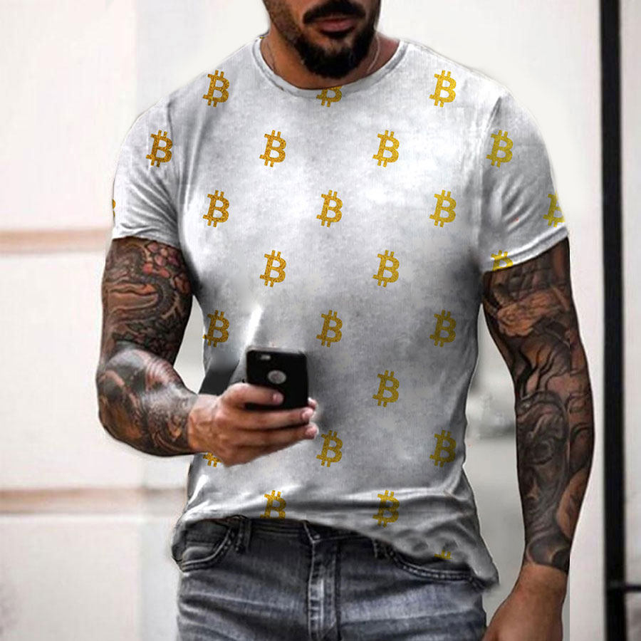 

Bitcoin Bronzing Print Casual T-shirt