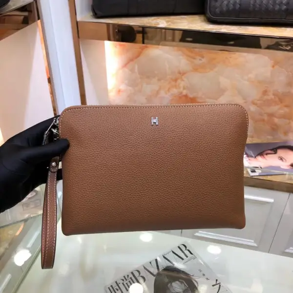💰1280 【With Box】Hermes-Hermes Latest Men's Handbag 😄 Made Of Top Calfskin Noble Hardware Zipper Head Soft Leather - Godeskplus.com 