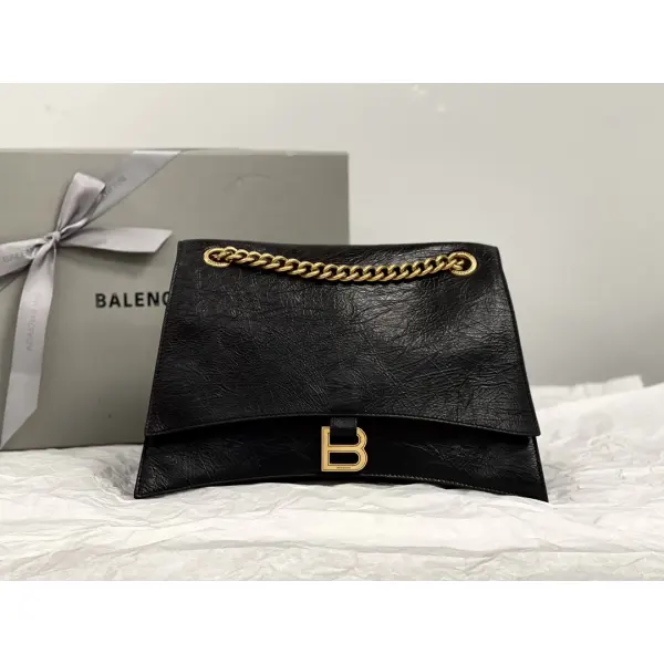 Burst Pattern Black Crush Quilted Chain Bag Medium Hourglass This Bag Is Really Amazing, This Time It Has A Soft Hourglass With Oily Wax Burst Leather Texture, It Is Really Poked Directly - Godeskplus.com 