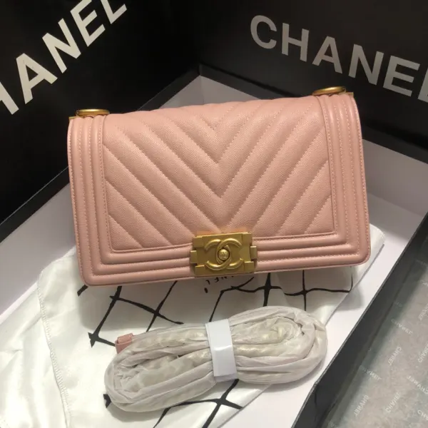 💰1900 New Product Chanel Boy Vietnamese OEM ✈️ Flat Grid Leather Large V Grid - This Year's New Fine-grain Spherical Grain Cowhide - Godeskplus.com 