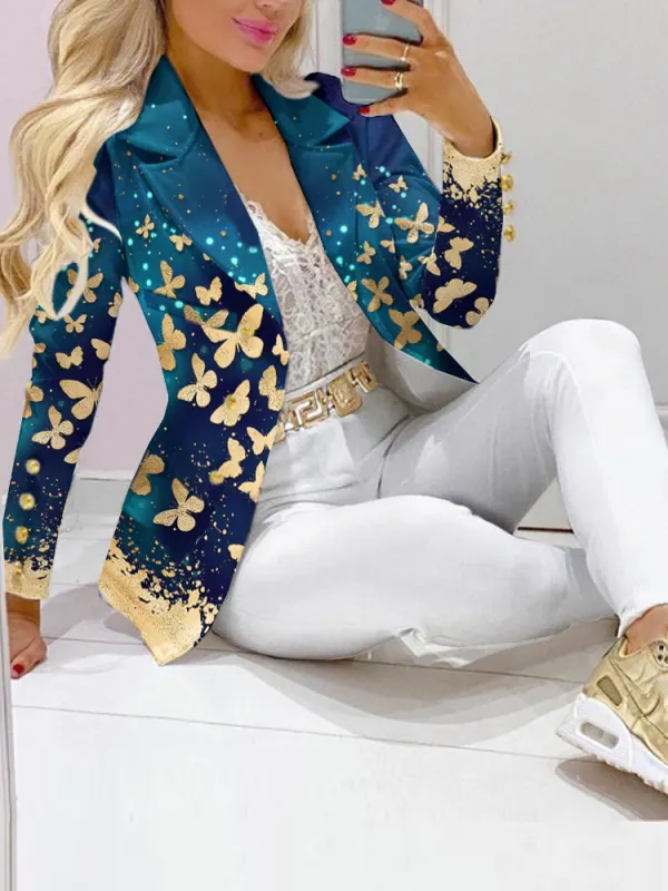 Elegant Butterfly Print Suit - Buildernice.com 