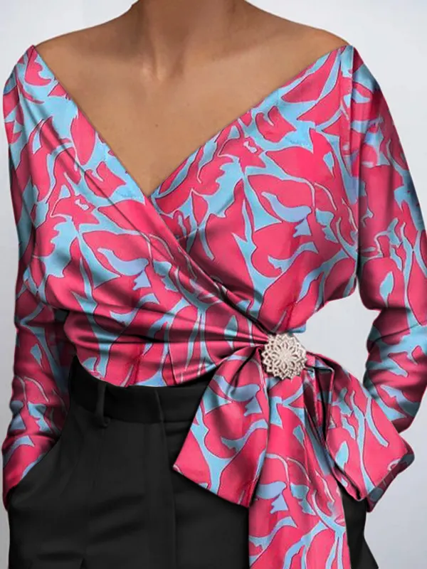Fashion Floral Print Blouse - Buildernice.com 