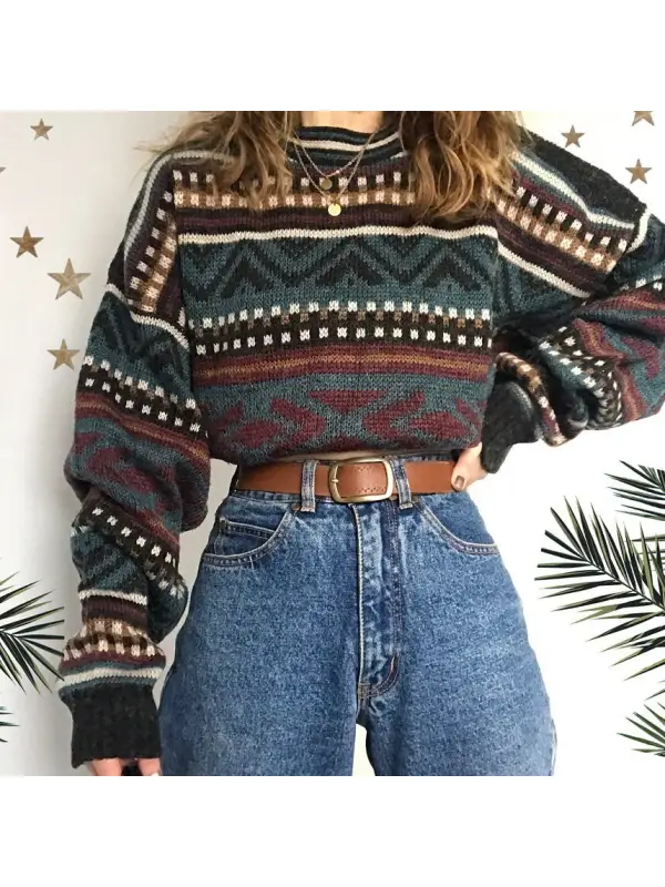 National Jacquard Woolen Sweater - Fashionmia.chimpone.com 